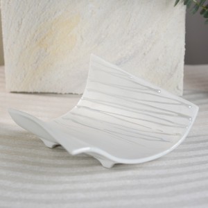 Luster White Origami Sashimi Plate- Side view